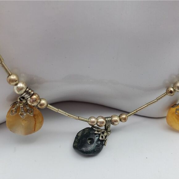 Sterling silver precious Navajo healing stone necklace‎ N2220 - Picture 2 of 4